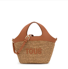 Carregar imagem no visualizador da galeria, Tote bag média camel TOUS Lirio Rafia - Ref. 2002205343