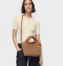 Carregar imagem no visualizador da galeria, Tote bag média camel TOUS Lirio Rafia - Ref. 2002205343