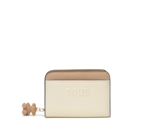 Carregar imagem no visualizador da galeria, Carteira média bege areia TOUS Doble Audree Saffiano