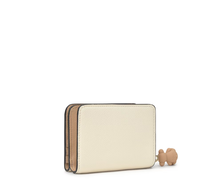 Carregar imagem no visualizador da galeria, Carteira média bege areia TOUS Doble Audree Saffiano