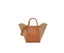 Carregar imagem no visualizador da galeria, Tote bag pequena camel TOUS Tulip Ráfia