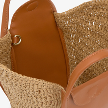 Carregar imagem no visualizador da galeria, Tote bag pequena camel TOUS Tulip Ráfia