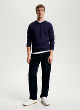 Carregar imagem no visualizador da galeria, Pulover de algodão e cashmere com decote em V