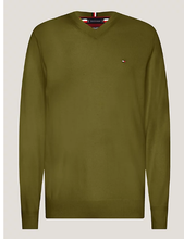 Carregar imagem no visualizador da galeria, Pulover de algodão e cashmere com decote em V