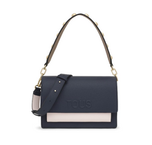 Carregar imagem no visualizador da galeria, Mala de tiracolo média azul e rosa Audree Saffiano