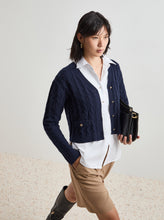 Carregar imagem no visualizador da galeria, Casaco malha entrançada Decenio