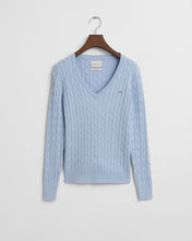 Carregar imagem no visualizador da galeria, Pullover com decote em V em malha entrançada