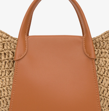 Carregar imagem no visualizador da galeria, Tote bag pequena camel TOUS Tulip Ráfia
