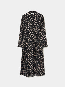 Vestido camiseiro midi com animal print