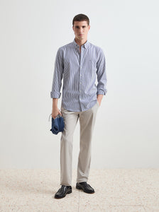 Camisa de algodão às riscas slim fit Decenio