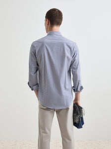 Camisa de algodão às riscas slim fit Decenio