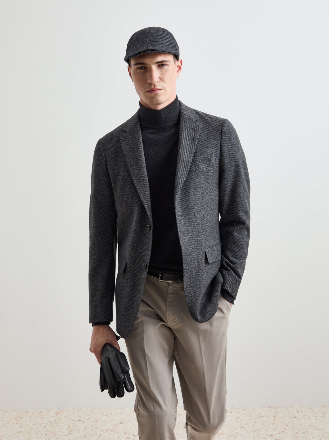 Blazer clássico com mistura de algodão e lã