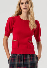 Carregar imagem no visualizador da galeria, Camisola slim fit com mangas curtas balão Fracomina
