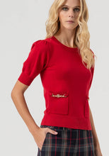 Carregar imagem no visualizador da galeria, Camisola slim fit com mangas curtas balão Fracomina
