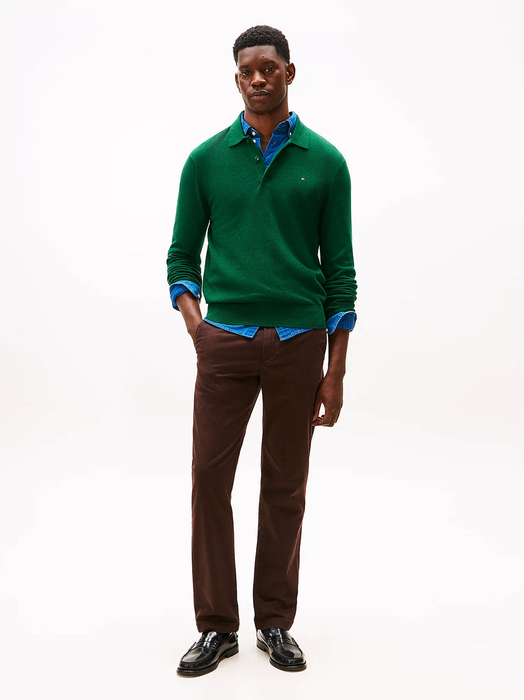 Calças chino Denton de sarja com perna reta Tommy Hilfiger