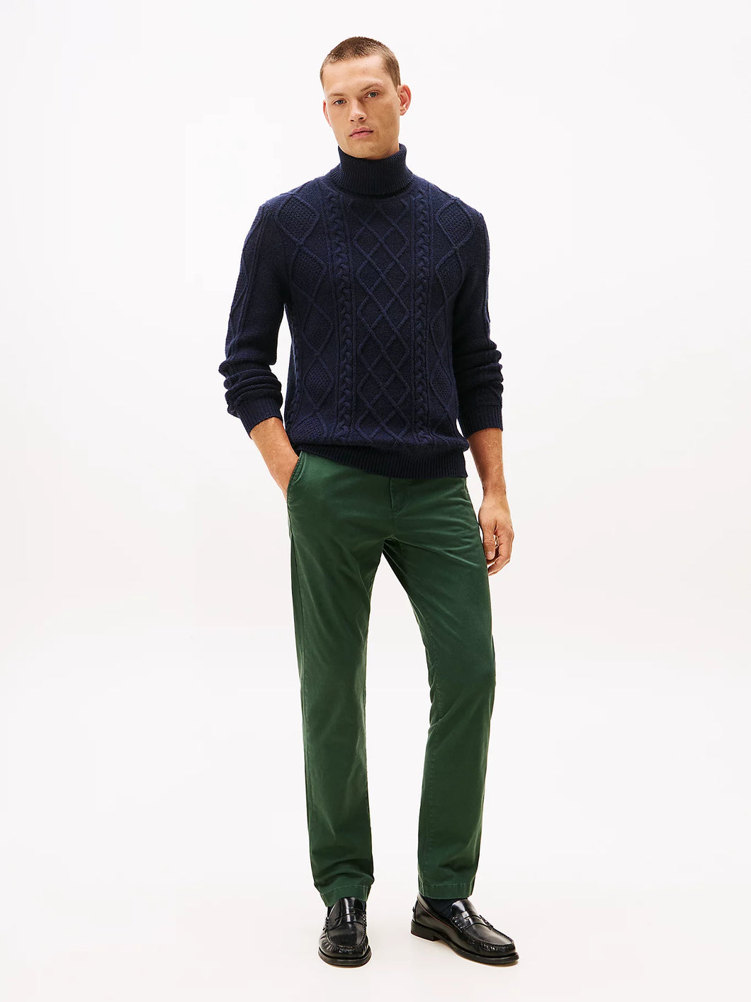 Calças chino Denton de sarja com perna reta Tommy Hilfiger