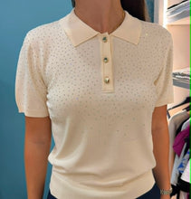 Carregar imagem no visualizador da galeria, Polo de malha slim fit com strass
